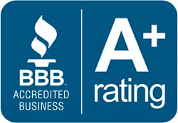 Better Business Bureau Accredited Business A+ rating seal
