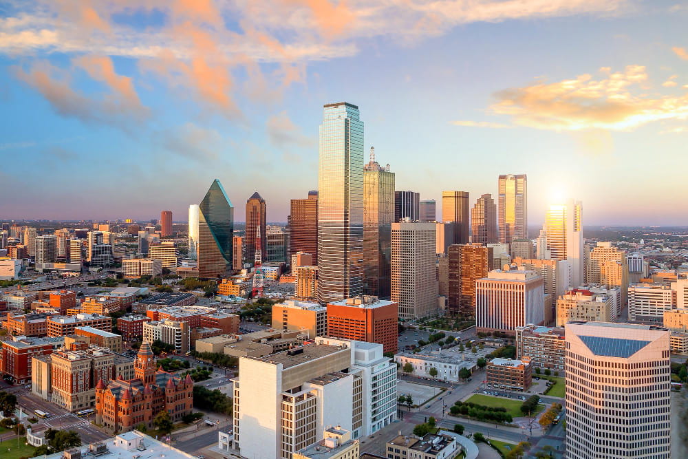 Texas skyline, a top destination for Milwaukee long-distance moves